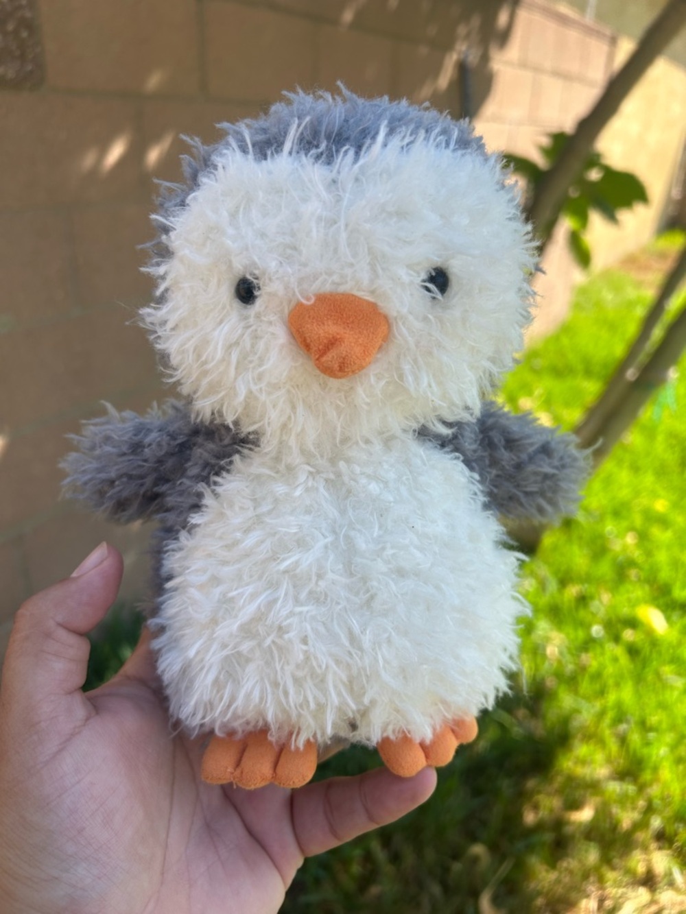 Jellycat Cream & Gray Plush Penguin with Orange Beak